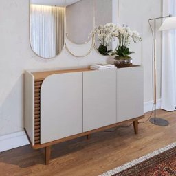 Buffet Aparador Elegance Ripado 3 Portas Pés Mad - 1