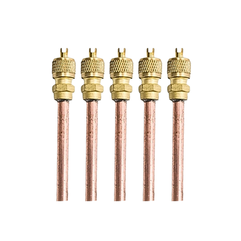 5x Válvulas Serviço Schrader 1/4 50mm Cobre Refrigeração