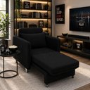 Ver imagem 1 de Poltrona Cama Retrátil Daiana Matelassê em Veludo Suede Confortável Preto 125cm
