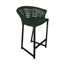 Ver imagem 2 de Kit 6 Banquetas Reis em Corda Náutica e Base em Alumínio Preta para Área Gourmet Verde Musgo