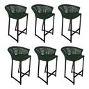 Ver imagem 1 de Kit 6 Banquetas Reis em Corda Náutica e Base em Alumínio Preta para Área Gourmet Verde Musgo