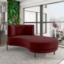 Ver imagem 1 de Sofá Chaise Lado Direito Downey Sala de Estar Veludo Vermelho G15 - Gran Belo