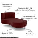 Ver imagem 3 de Sofá Chaise Lado Direito Downey Sala de Estar Veludo Vermelho G15 - Gran Belo