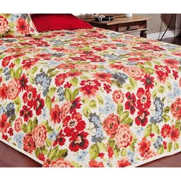 Cobre Leito Casal Queen Camélia Floral Percal 180 Fios 3 Peças - Colorido - 3