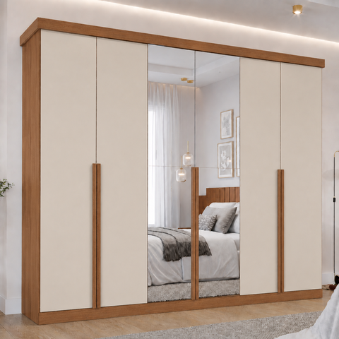Guarda Roupa Copacabana 6 Portas 6 Gavetas Espelho MDF