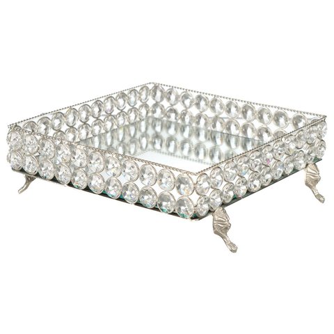 Bandeja Decorativa Espelhada Cristal Luxo Banheiro Perfumes