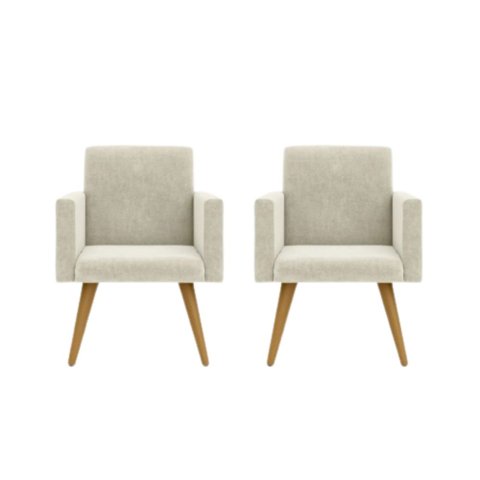 Kit 02 Poltronas Decorativas Nina Cadeira Recepção Bege