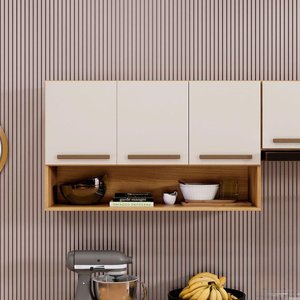 Armário Aéreo Plus Master Arte Móveis Cinamomo/ Off White