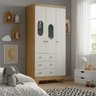 Guarda Roupas Janela Quarto Bebê Pingo 3 Portas 3 Gavetas - Off com Amêndoa - 2