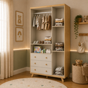 Ver imagem 3 de Guarda Roupas Janela Quarto Bebê Pingo 3 Portas 3 Gavetas - Off com Amêndoa