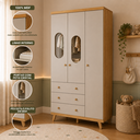 Ver imagem 5 de Guarda Roupas Janela Quarto Bebê Pingo 3 Portas 3 Gavetas - Off com Amêndoa
