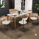 Ver imagem 5 de Mesa Jantar Capri 160cm Off White 6 Cadeiras Melina B05 Linho Bege Couríssimo Caramelo - Lyam