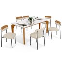 Ver imagem 1 de Mesa Jantar Capri 160cm Off White 6 Cadeiras Melina B05 Linho Bege Couríssimo Caramelo - Lyam