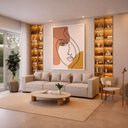 Ver imagem 4 de Quadro Canvas Abstrato Face Linear 40x30cm Mold Preta
