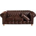 Ver imagem 4 de Conjunto Sofás 2 e 3 Lugares Chesterfield Luís Xv Vintage Retrô Capitonê Couro Marrom