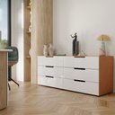 Ver imagem 3 de Cômoda Madri 6 Gavetas Branco/Freijó - Panorama Móveis