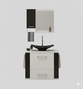 Ver imagem 1 de Kit Gabinete Cuba e Espelheira 60cm para Banheiro Moderno:branco/preto