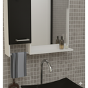 Ver imagem 3 de Kit Gabinete Cuba e Espelheira 60cm para Banheiro Moderno:branco/preto