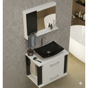 Ver imagem 6 de Kit Gabinete Cuba e Espelheira 60cm para Banheiro Moderno:branco/preto