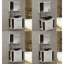 Ver imagem 4 de Kit Gabinete Cuba e Espelheira 60cm para Banheiro Moderno:branco/preto