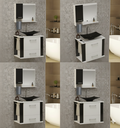 Ver imagem 4 de Kit Gabinete Cuba e Espelheira 60cm para Banheiro Moderno:branco/preto