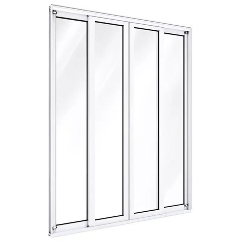 Porta de Sacada de Correr de Alumínio Branco 4 Folhas Cmc Esquadrias Linha Classic-2.10(a)x2.50(l)