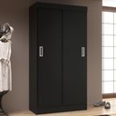Ver imagem 1 de Guarda-Roupa Solteiro Berlim 2 Portas de Correr Preto - Evidencia Móveis