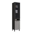 Ver imagem 2 de Paneleiro Simples Modulado com Vidro Fidelitá Mônaco 50cm 2 Portas Chumbo/Titânio
