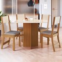 Ver mais imagens de Conjunto Mesa de Jantar Bianca com 4 Cadeiras Estofadas Freijó/Offwhite - Rede Móveis