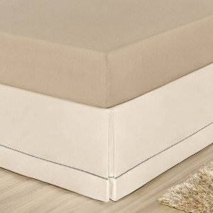 Saia Cama Solteiro Box Percal 180 Fios Acabamento em Ponto Palito - Palha