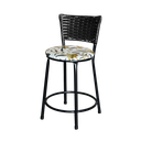 Ver imagem 3 de Jogo 3 Banqueta Baixa Para Cozinha Ratan Preta Estofado Floral  Floral 