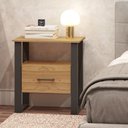 Ver imagem 1 de Mesa de Cabeceira Estilo Industrial 60cm com Gaveta 100% Mdf F37 Pradel Móveis-freijó/preto Fosco