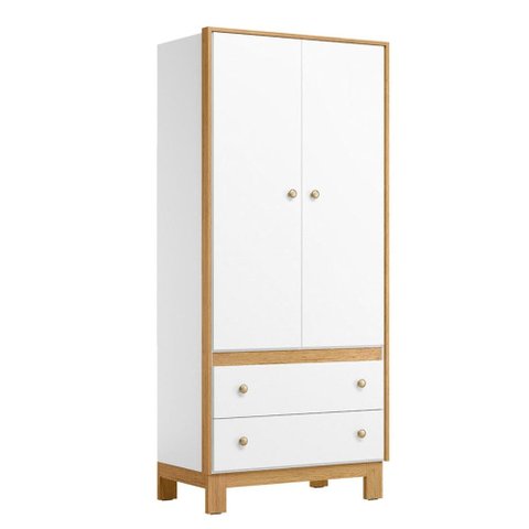 Guarda-roupa de Bebê Flora 2 Portas 2 Gavetas Branco Acetinado - Qmovi
