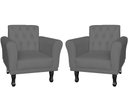 Ver imagem 1 de Kit 2 Poltronas Decorativa Classic Suede Cinza Pés Madeira Mz Decor