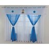 Cortina Quarto Bebê Menino Ursinho Baby Bordada Voal 2,00 x 1,80m - Azul - 1