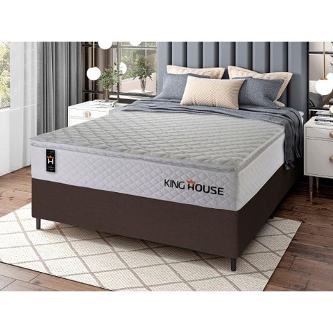 Conjunto Cama Box Casal c/ Molas Ensacadas New Moon Marrom 138x188x66
