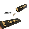 Par Placas Women Man Feminino Masculino Em Inglês Para Banheiro Feito De Madeira Em Relevo Natural - 2
