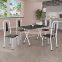 Ver imagem 1 de Conjunto de Mesa Tubular 100x60cm Tampo em Ardósia com 4 Cadeiras Lívia Branco/Preto