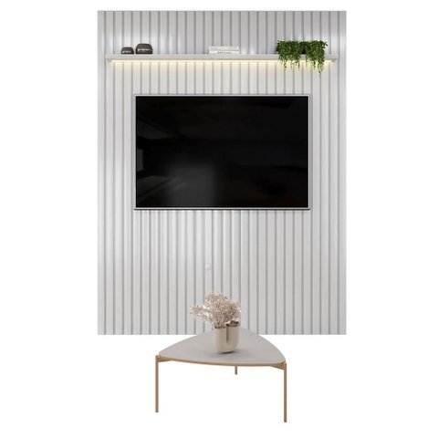 Painel para TV Trento 183 Ripado Bali LED com Mesa de Centro Lina-DJ Móveis