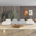 Ver imagem 1 de Sofá 4 Lugares Orgânico com Chaise e 3 Módulos Berlim bouclê Off White-cinza Claro K01 - D'
