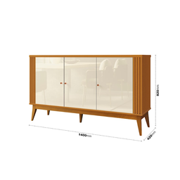 Buffet Balção Aparador Sala de Jantar 140cm Ripado Pés Madeira Maciça - 2