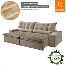 Sofá Retrátil e Reclinável 2,50cm com Pillow e Molas Ensacadas Montebello - Movenzo Estofados - 5
