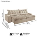 Ver imagem 3 de Sofá Retrátil e Reclinável Montebello 250cm com Pillow e Molas Ensacadas - Marfim