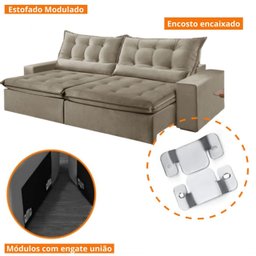 Sofá Retrátil e Reclinável 2,50cm com Pillow e Molas Ensacadas Montebello - Movenzo Estofados - 6