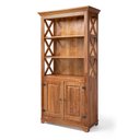 Ver imagem 2 de Livreiro Estante Rústica com Prateleiras Detalhe X em Madeira Maciça com 2 Portas - Natural