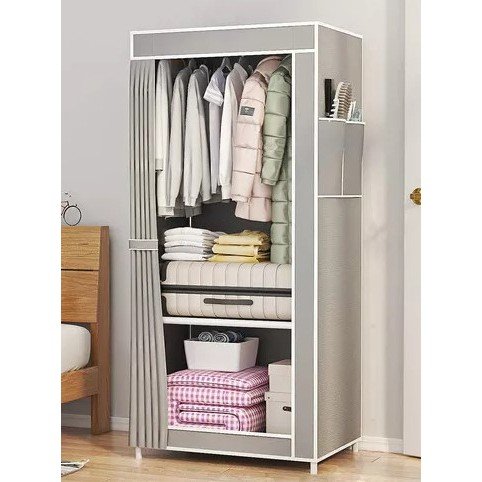 Guarda Roupa Portátil Dobrável 1 Porta Cor Cinza