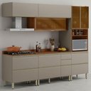 Ver imagem 2 de Cozinha Modulada 5 Pecas 270 Cm Vidro Dp2705 Nogueira Nude Prime Demartez