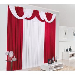 Cortina Córdoba Varão Duplo Tecido Malha Gel 4,00 x 2,80 Metros Alt - Vermelho e Branco - 1