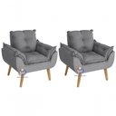 Ver imagem 1 de Kit 02 Poltrona Decorativa Opala Cinza