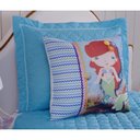 Ver imagem 2 de Cobre Leito Infantil para Meninas Sereia com Almofada Customizada 4 Peças - Azul